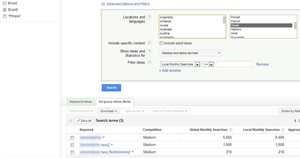 Εικόνα 1: Google Keyword Tool